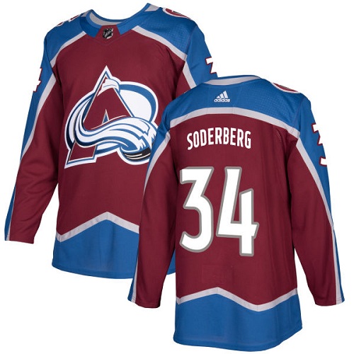 Adidas Men Colorado Avalanche #34 Carl Soderberg Burgundy Home Authentic Stitched NHL Jersey->colorado avalanche->NHL Jersey